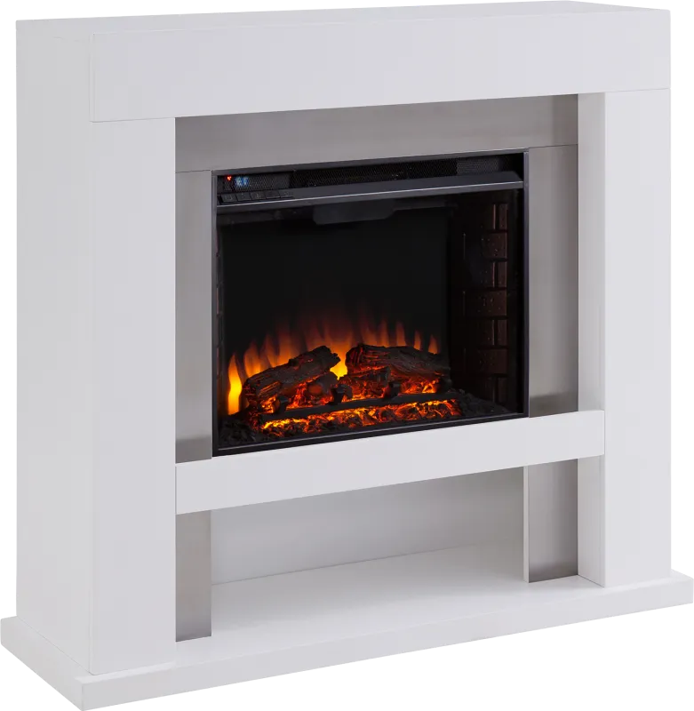 Linkmeadow II White 44 in. Console With Electric Log Fireplace