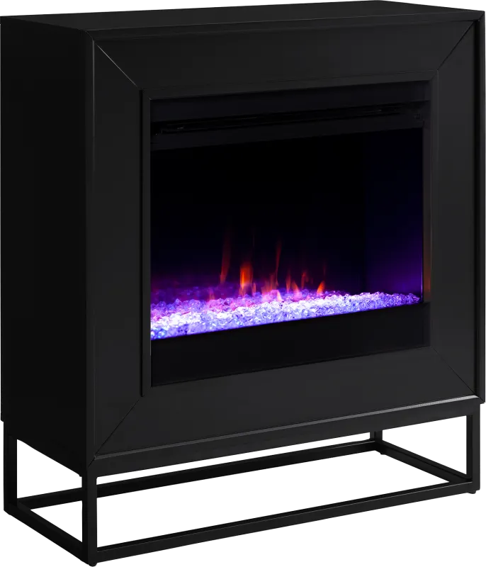 Frescan I Black 33 in. Console With Color Changing Electric Fireplace