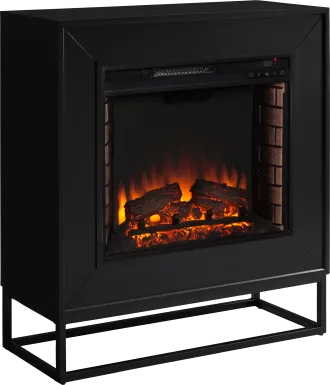 Frescan II Black 33 in. Console With Electric Log Fireplace