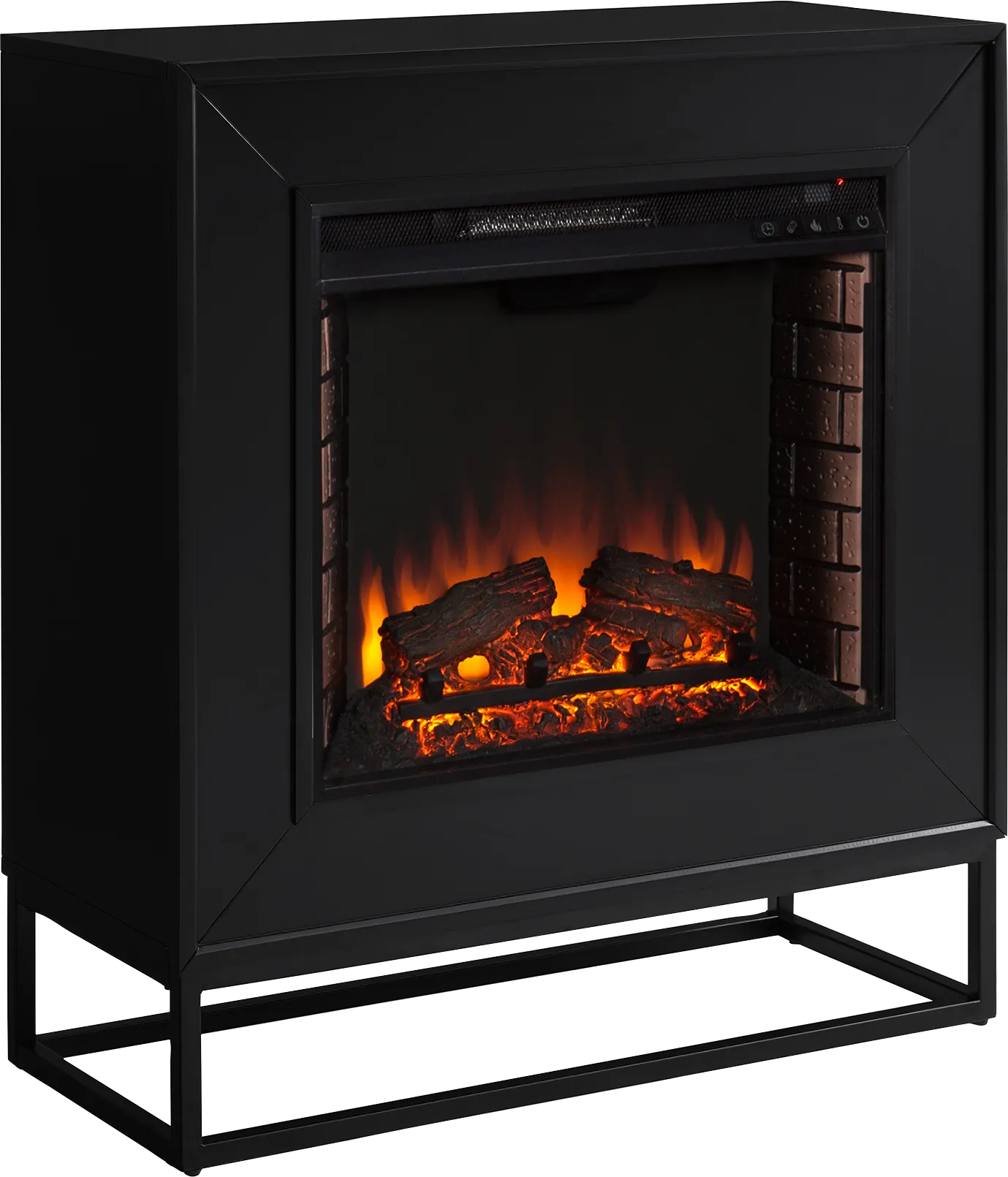 Frescan II Black 33 in. Console With Electric Log Fireplace - Image 1