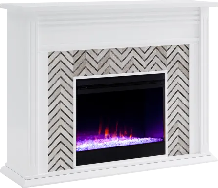 Hazelhurst I White 50 in. Console, With Color Changing Electric Fireplace