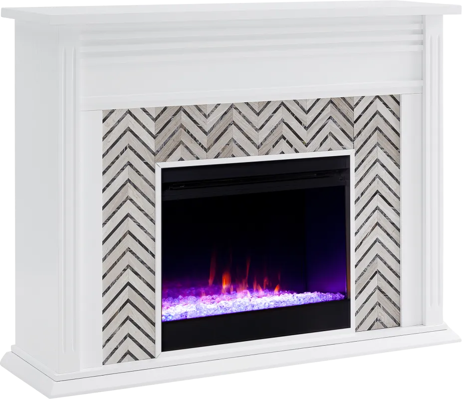 Hazelhurst I White 50 in. Console, With Color Changing Electric Fireplace