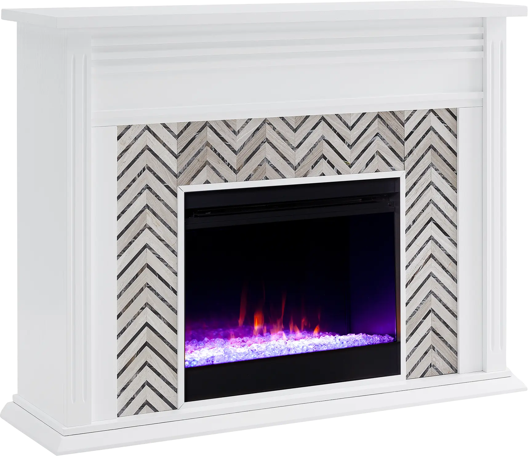 Hazelhurst I White 50 in. Console, With Color Changing Electric Fireplace