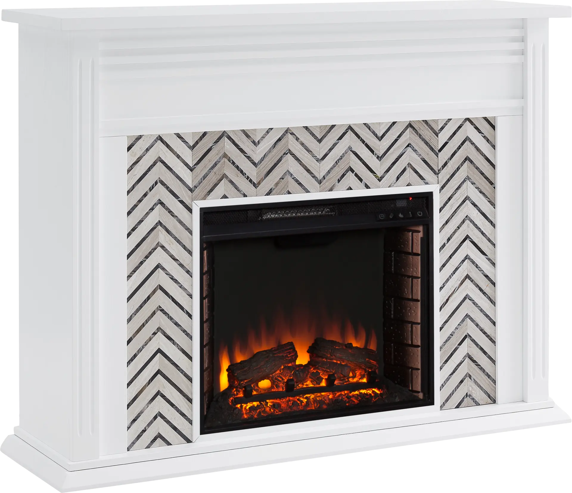 Hazelhurst II White 50 in. Console With Electric Log Fireplace