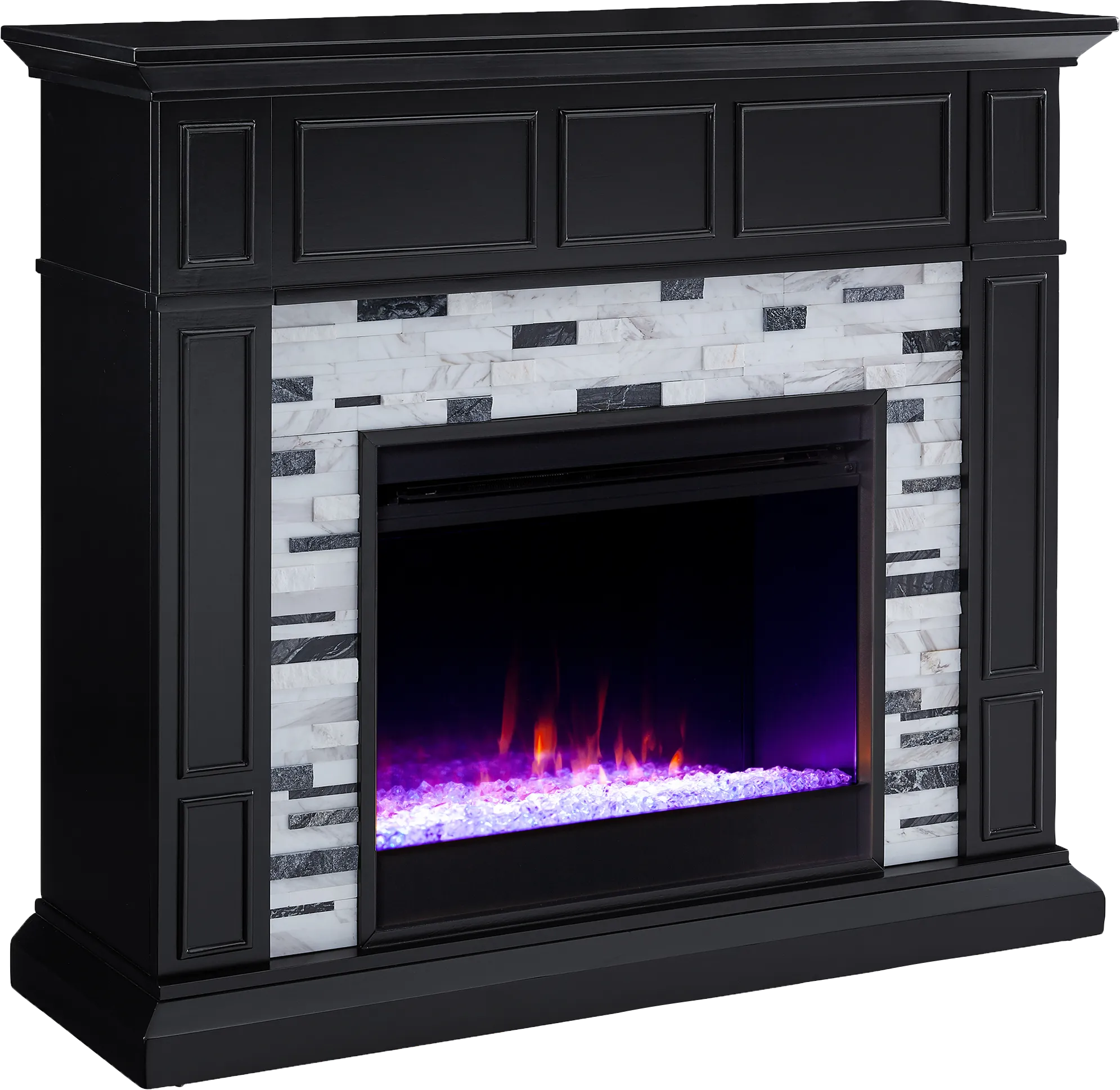 Doliver I Black 45 in. Console, With Color Changing Electric Fireplace - Thumbnail - Image 1