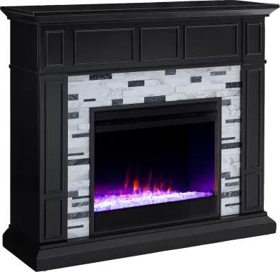 Doliver I Black 45 in. Console, With Color Changing Electric Fireplace