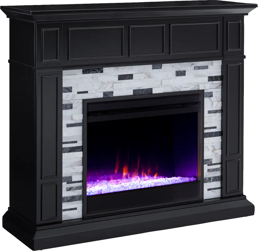 Doliver I Black 45 in. Console, With Color Changing Electric Fireplace