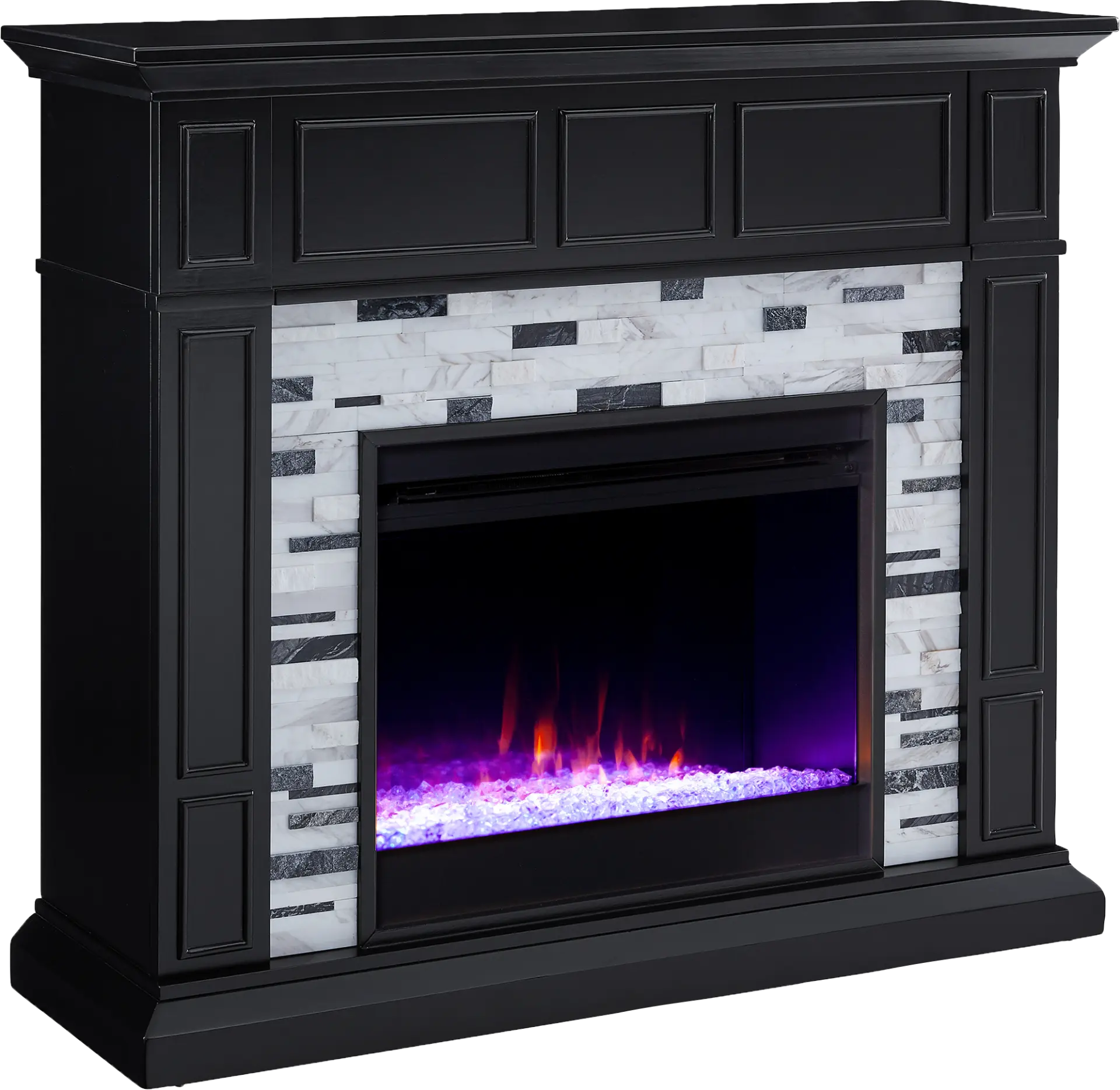 Doliver I Black 45 in. Console, With Color Changing Electric Fireplace