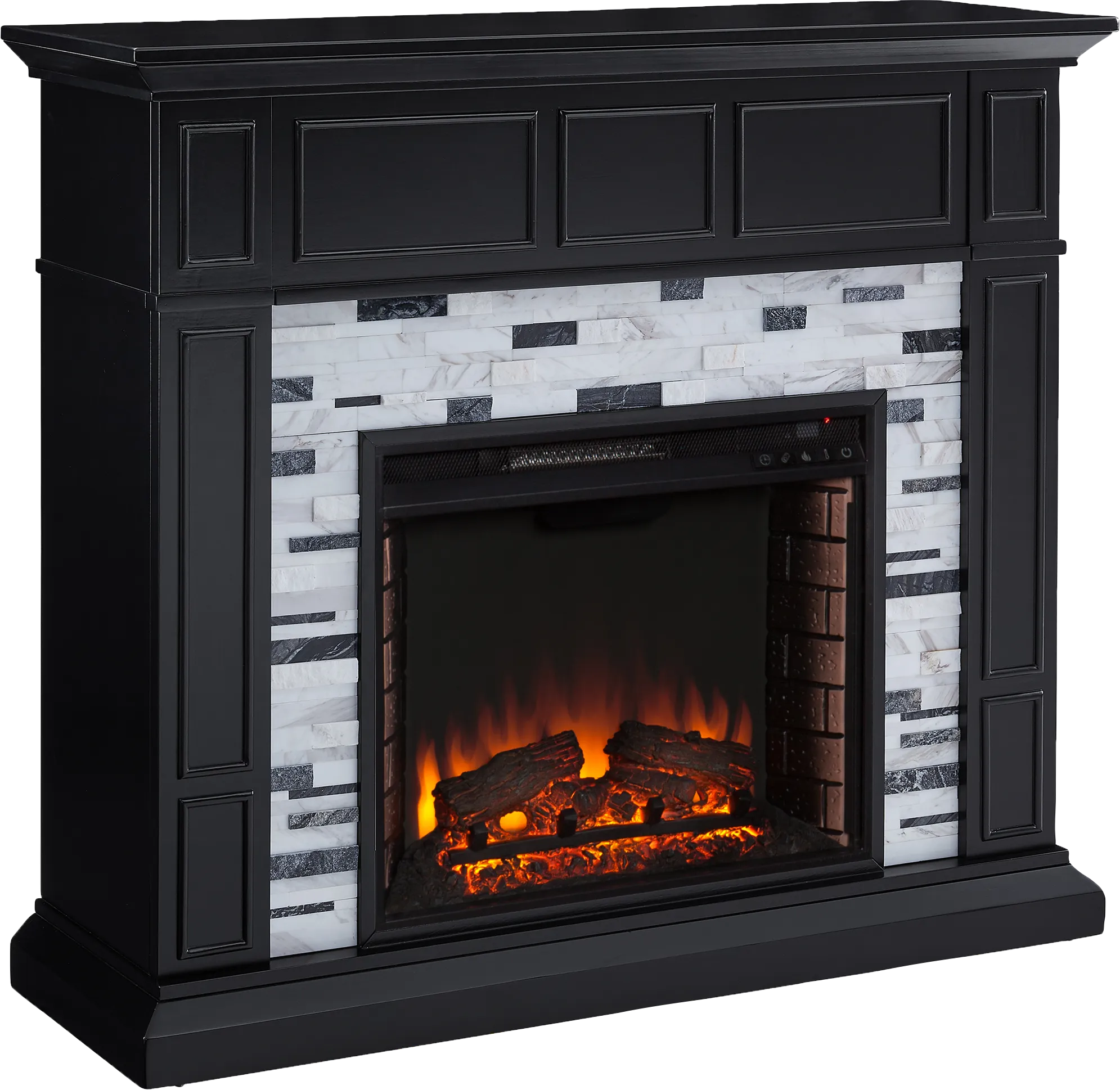 Doliver II Black 45 in. Console With Electric Log Fireplace - Thumbnail - Image 1