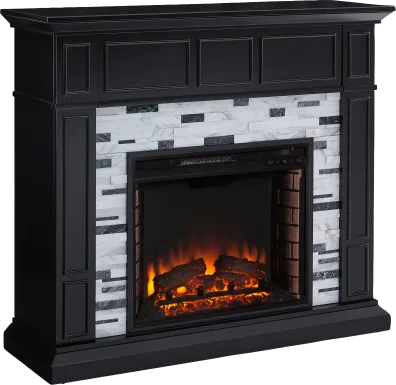 Doliver II Black 45 in. Console With Electric Log Fireplace