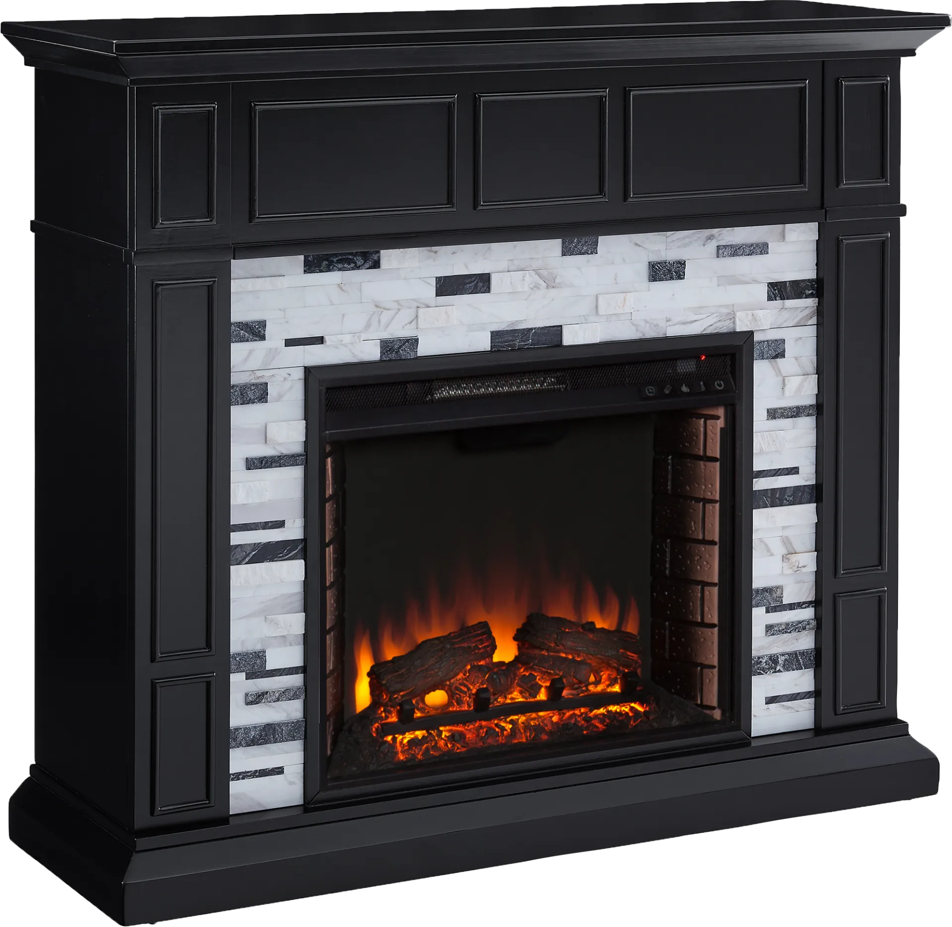 Doliver II Black 45 in. Console With Electric Log Fireplace - Image 1