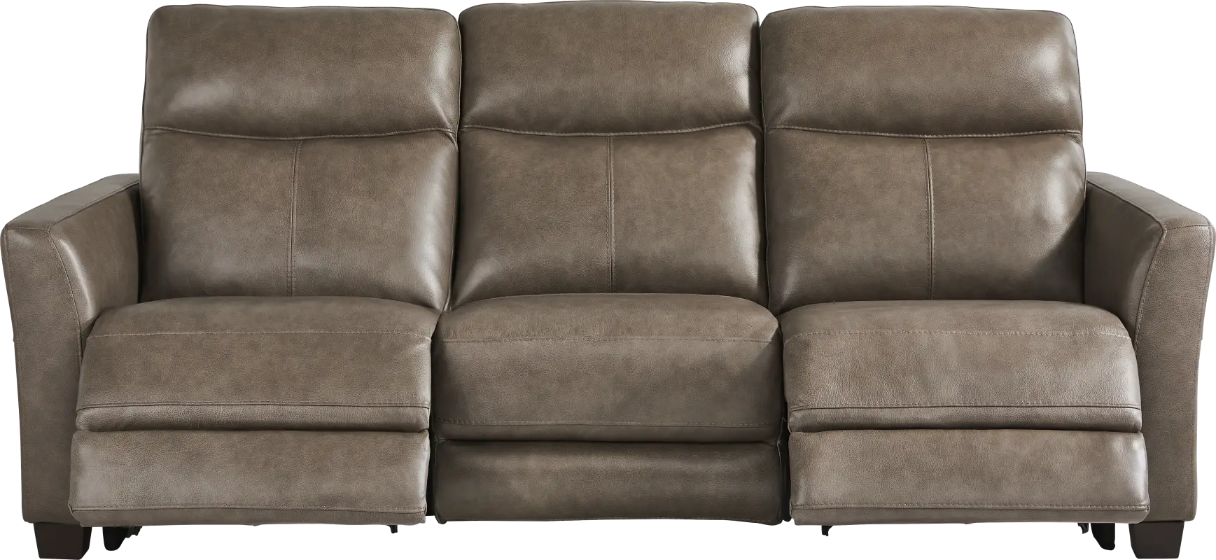 Maestro Mushroom Leather Dual Power Reclining Sofa