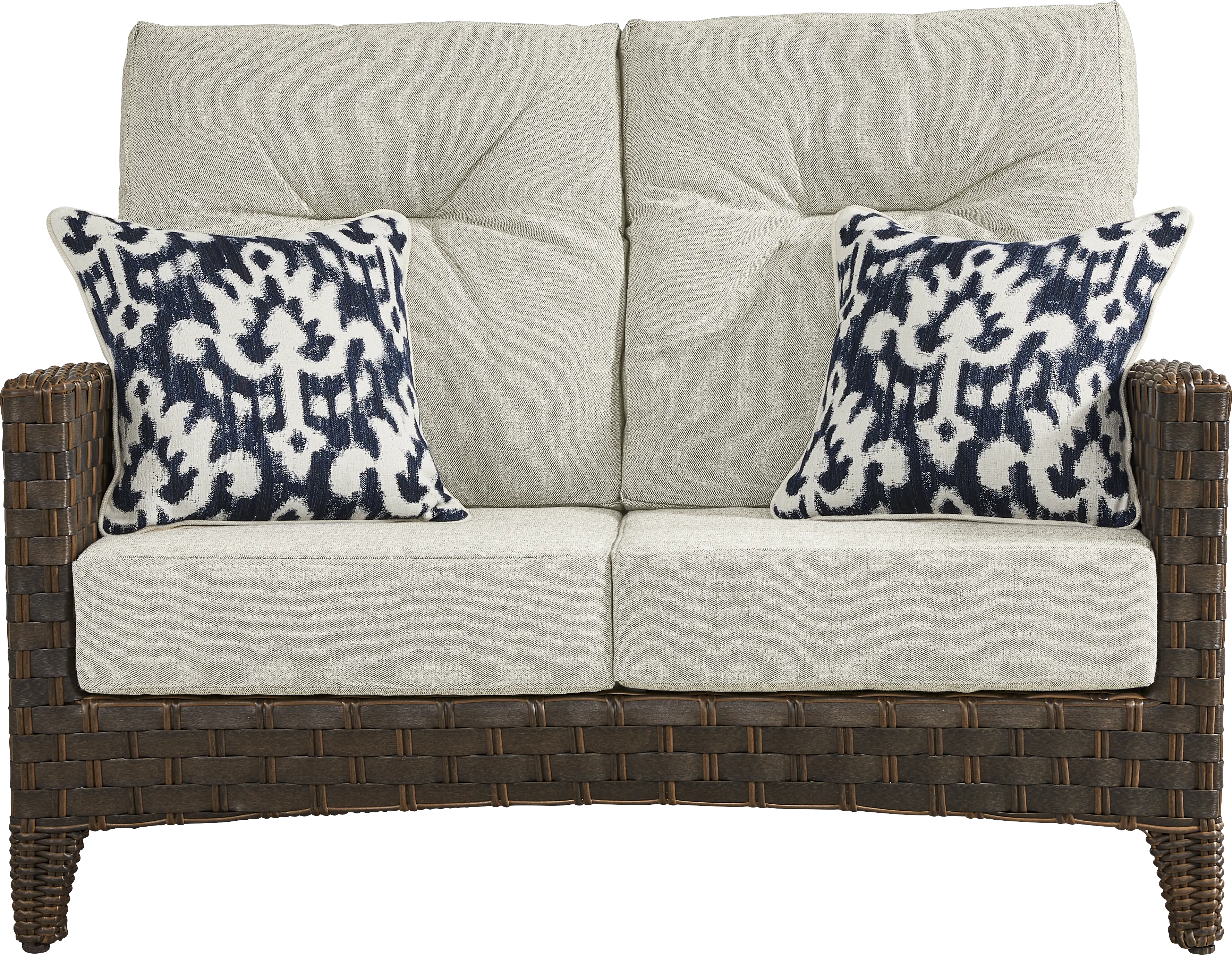 Mantra Brown Outdoor Loveseat with Ash Cushions - Thumbnail - Image 1