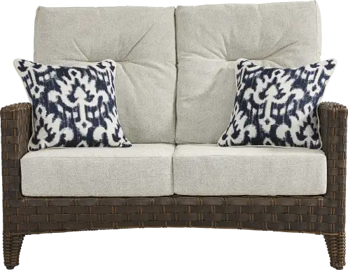 Mantra Brown Outdoor Loveseat with Ash Cushions