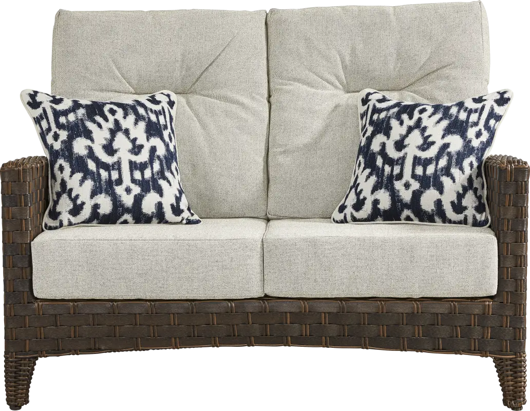 Mantra Brown Outdoor Loveseat with Ash Cushions