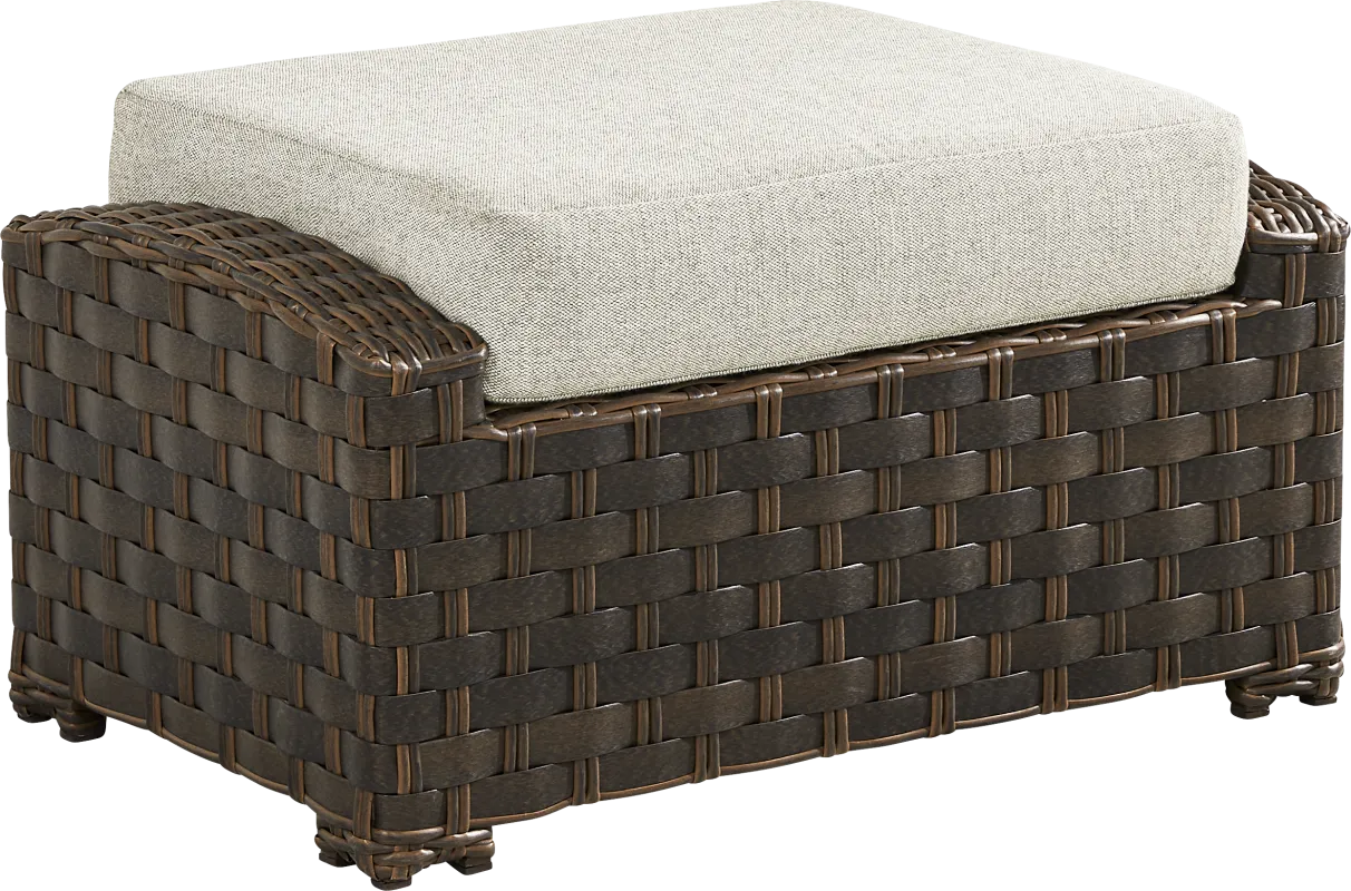 Mantra Brown Outdoor Ottoman with Ash Cushion