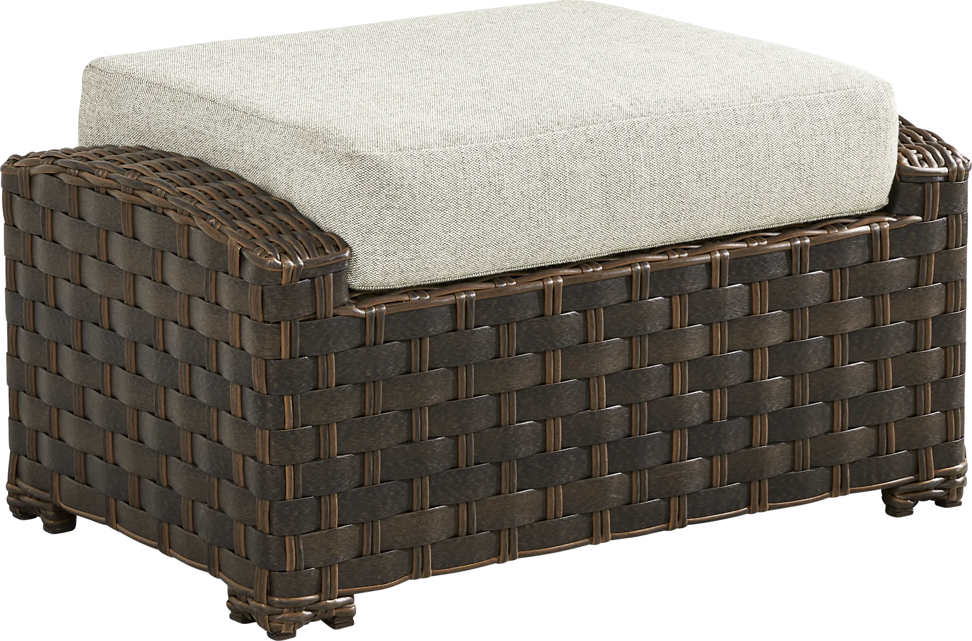Mantra Brown Outdoor Ottoman with Ash Cushion - Image 1