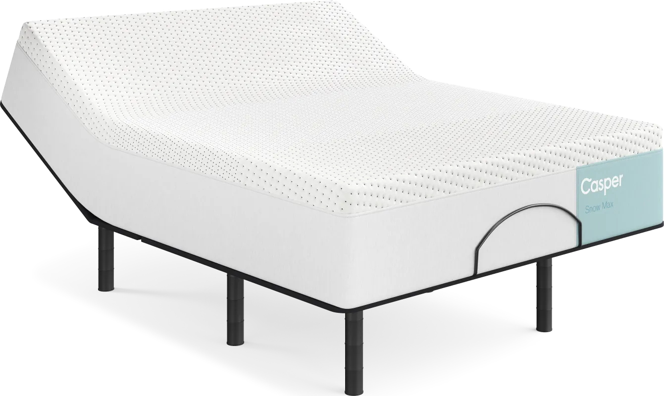 Casper Snow Max Queen Mattress with Head Up Only Base