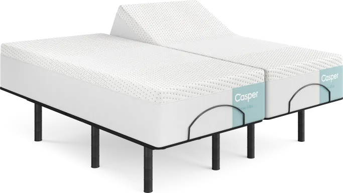 Casper Snow Max Split King Mattress with Head Up Only Base