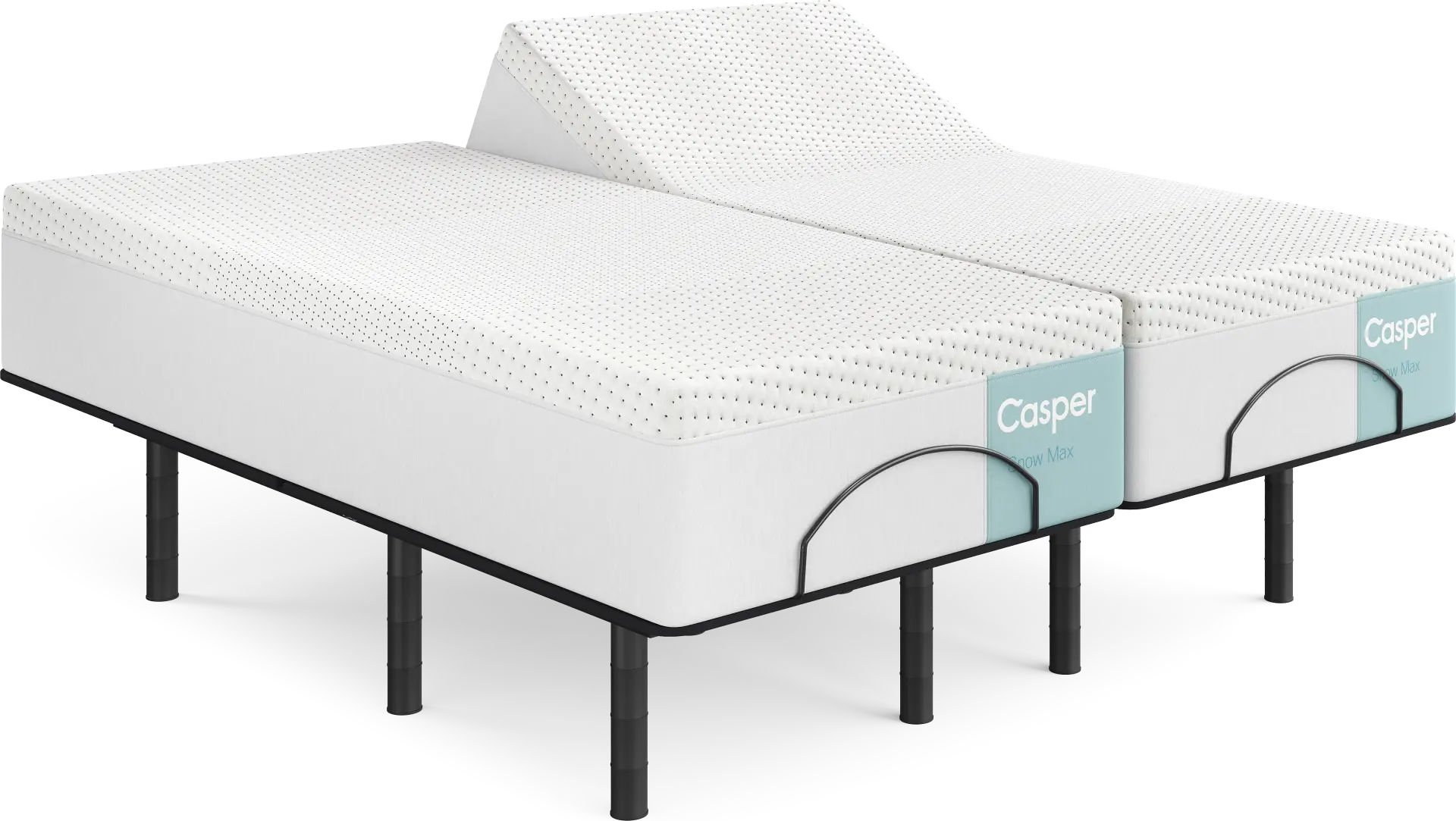 Casper Snow Max Split King Mattress with Head Up Only Base