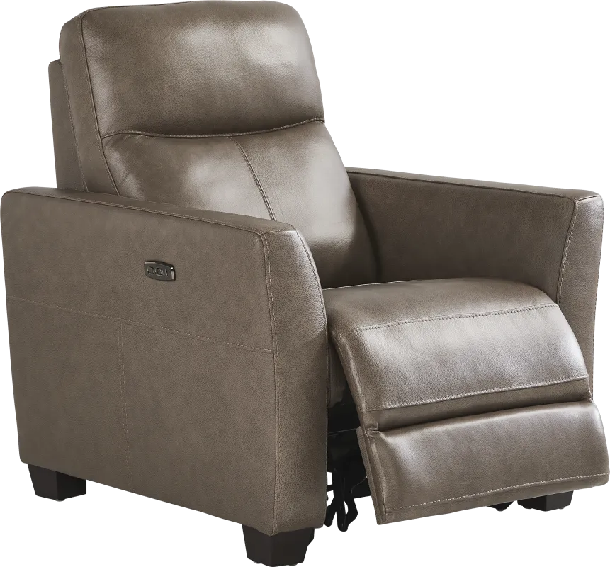 Maestro Mushroom Leather Dual Power Recliner
