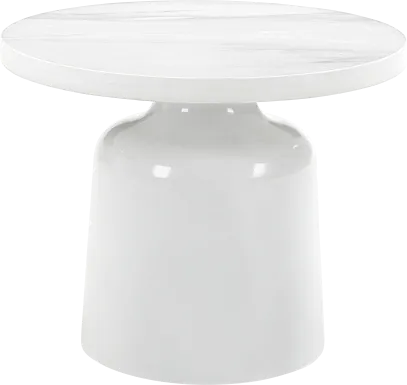 Battlebell White End Table