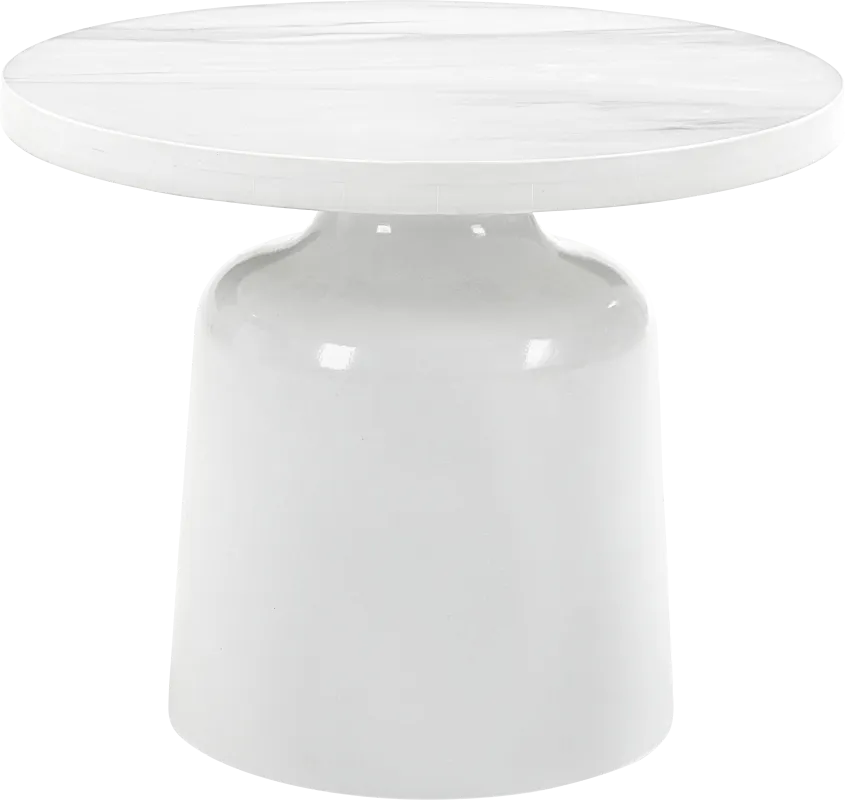 Battlebell White End Table