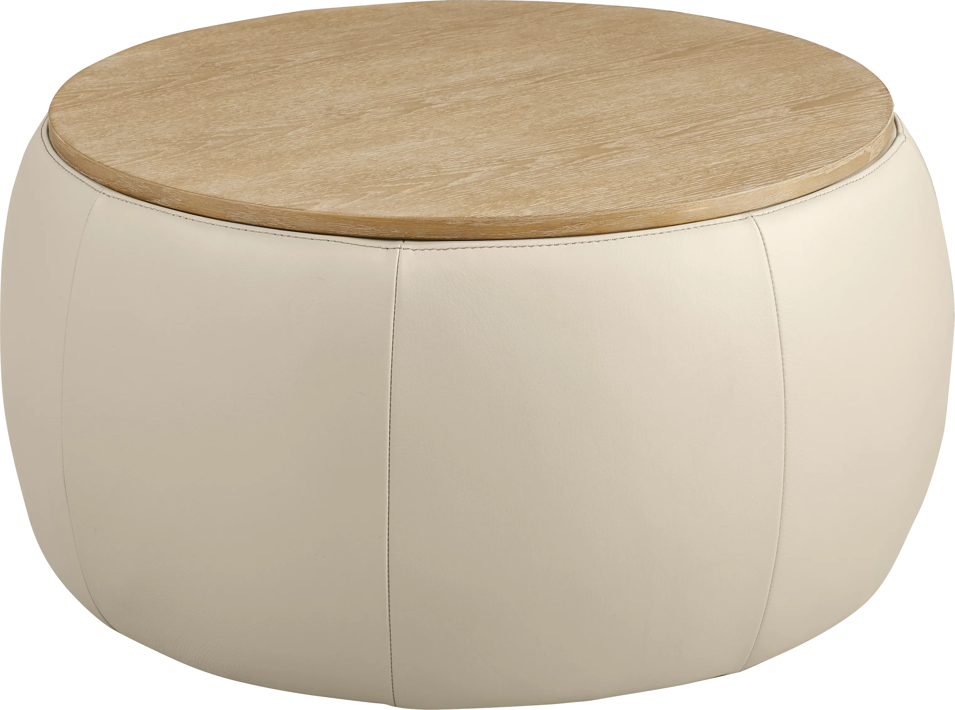 Stefano Taupe Leather Storage Ottoman - Thumbnail - Image 1