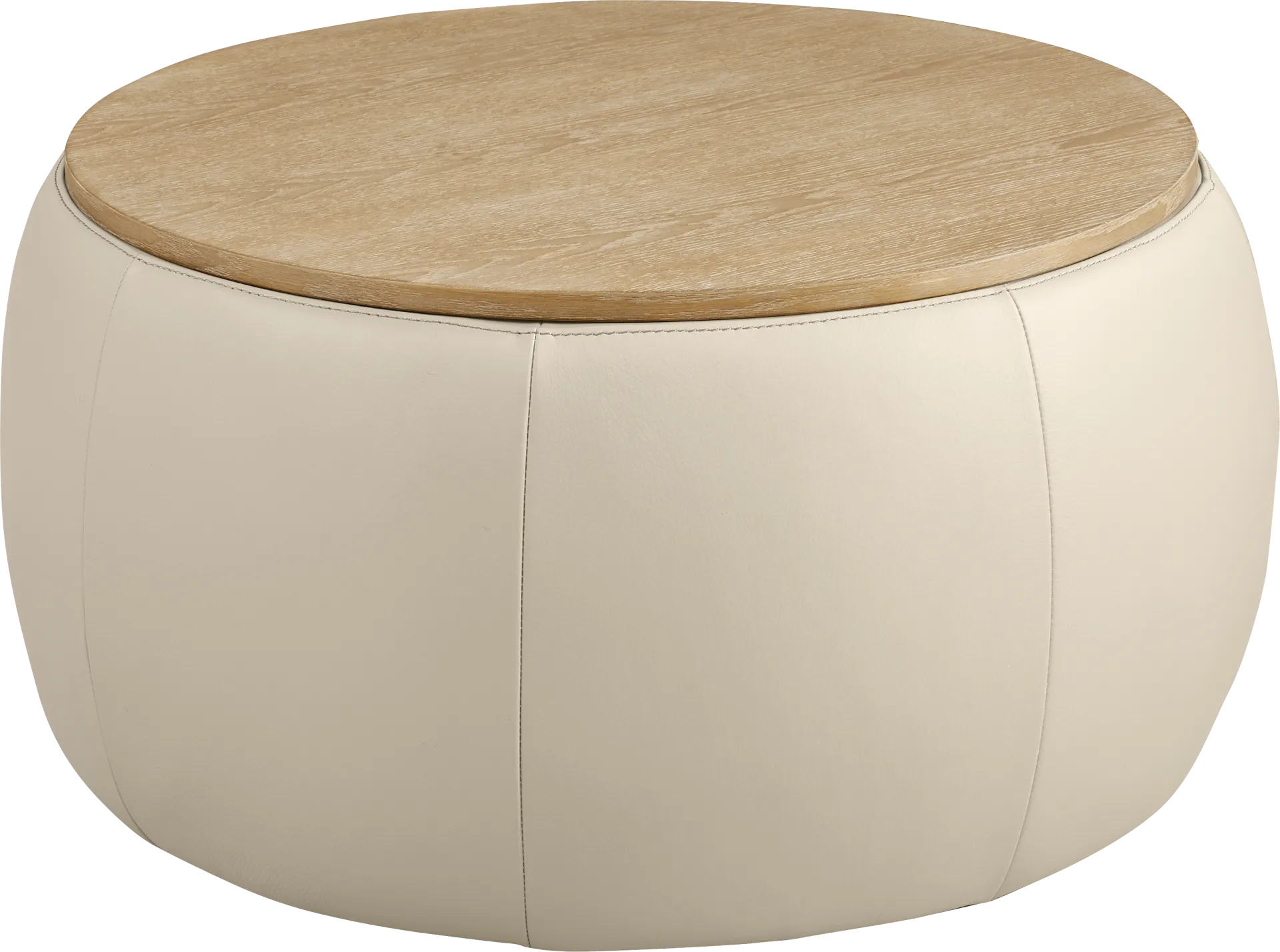 Stefano Taupe Leather Storage Ottoman - Image 1