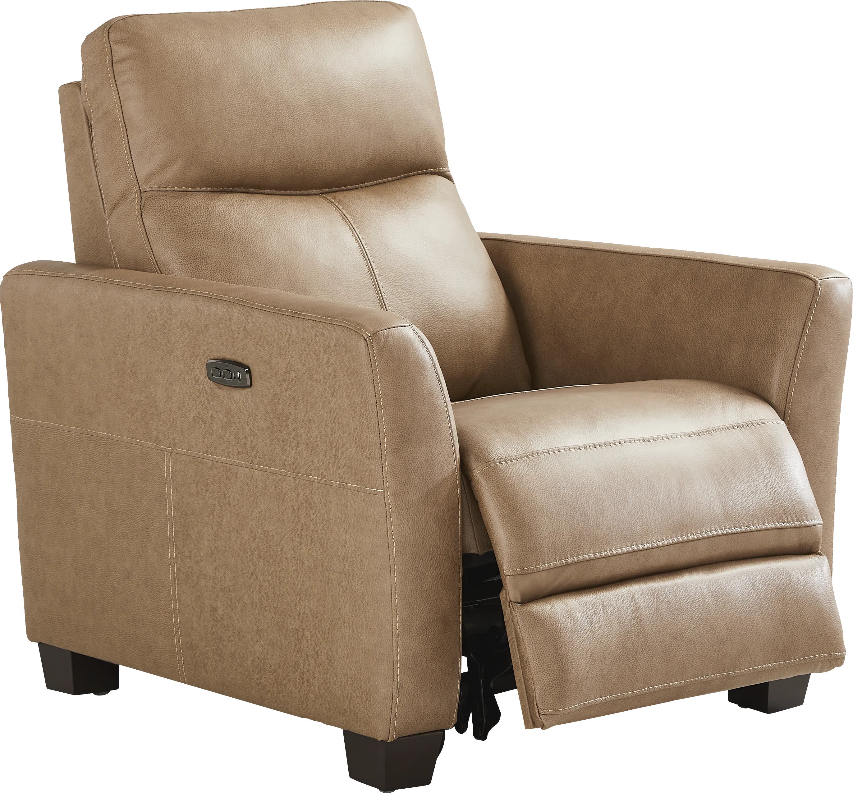 Maestro Sand Leather Dual Power Recliner - Thumbnail - Image 1