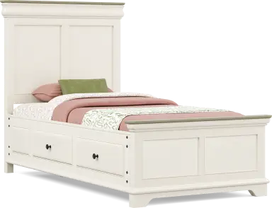 twin bed with 2 storage rails