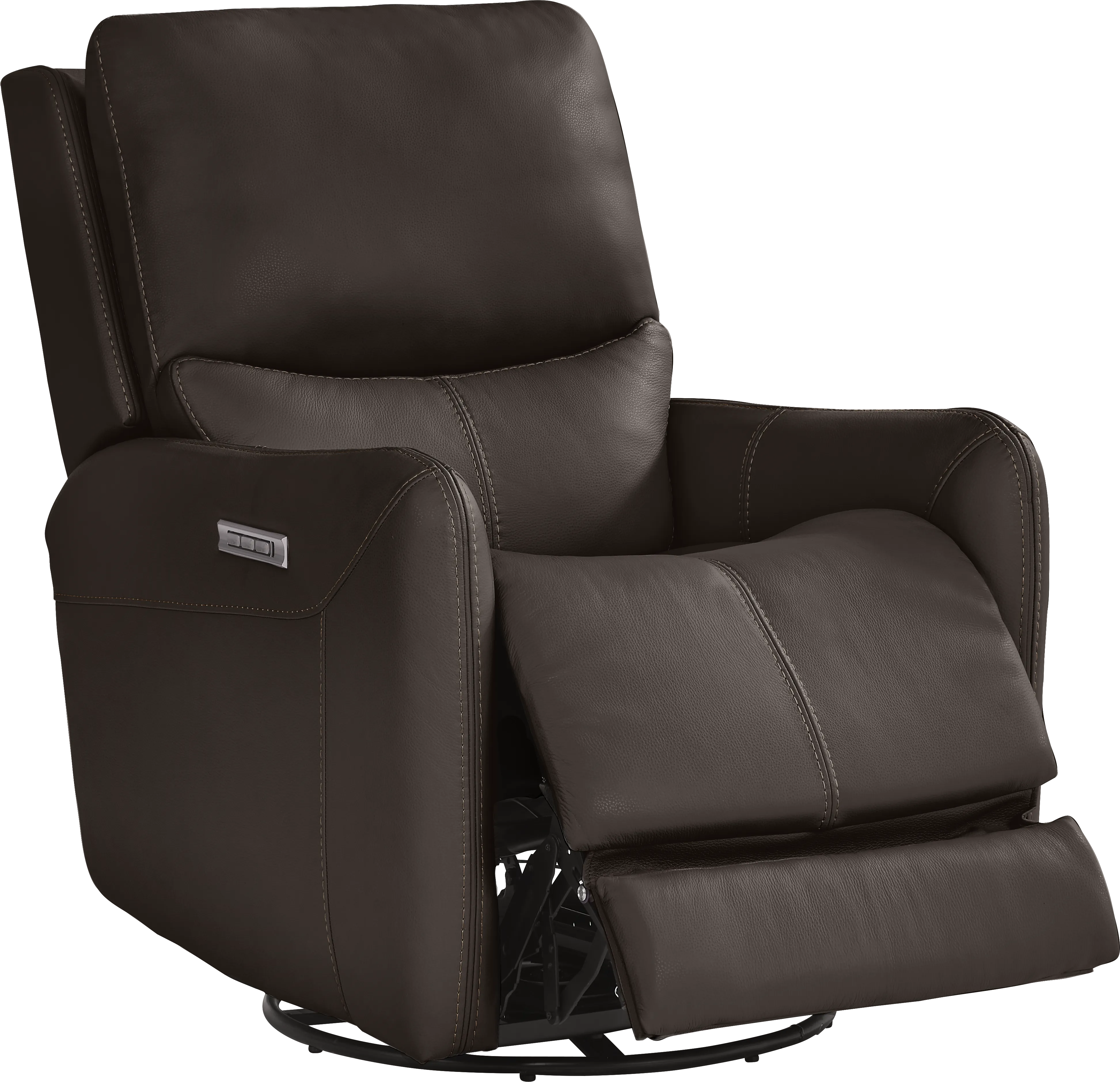 Hudson Place Brown Leather Triple Power Recliner - Thumbnail - Image 1