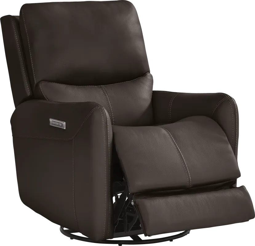 Hudson Place Brown Leather Triple Power Recliner