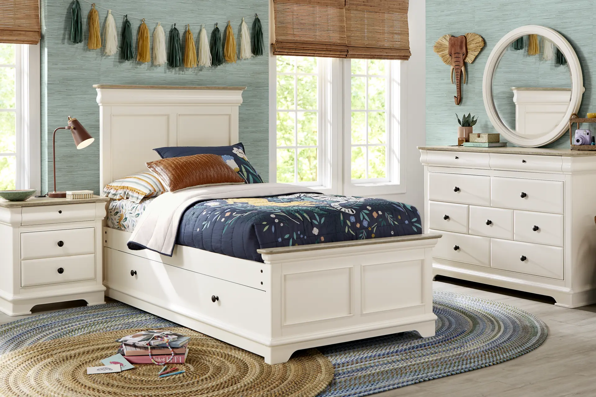 Kids Oberon Cream Twin Panel Bedroom