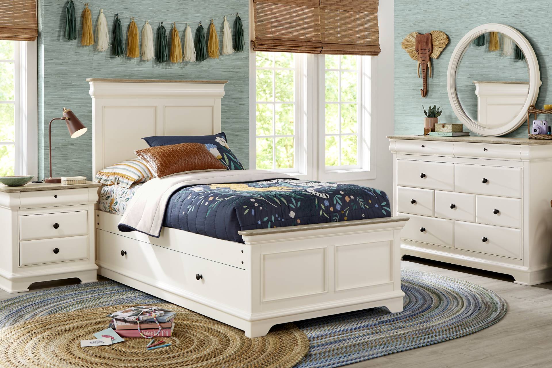 Kids Oberon Cream Twin Panel Bedroom full room
