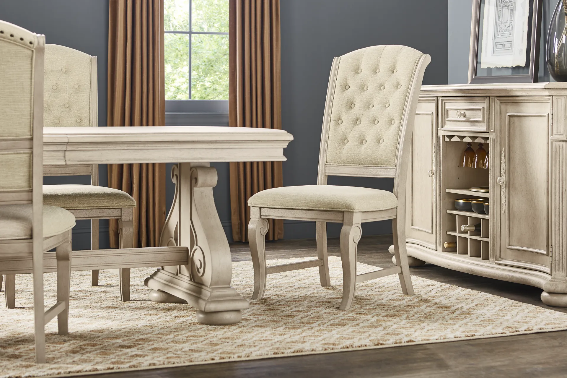 Armitage Cream Side Chair with White Legs - Image 5