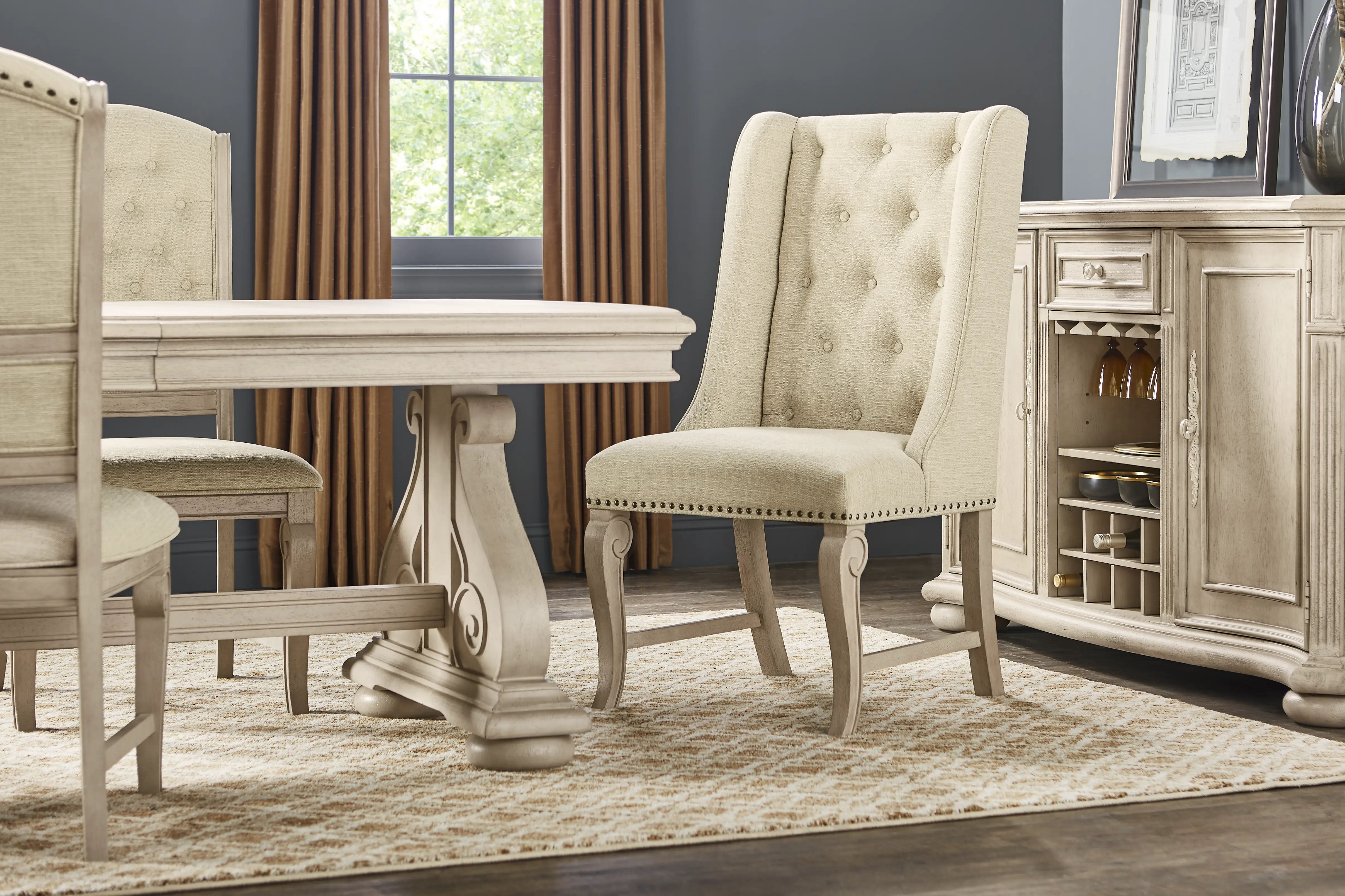 Armitage Cream Arm Chair with White Legs - Image 5