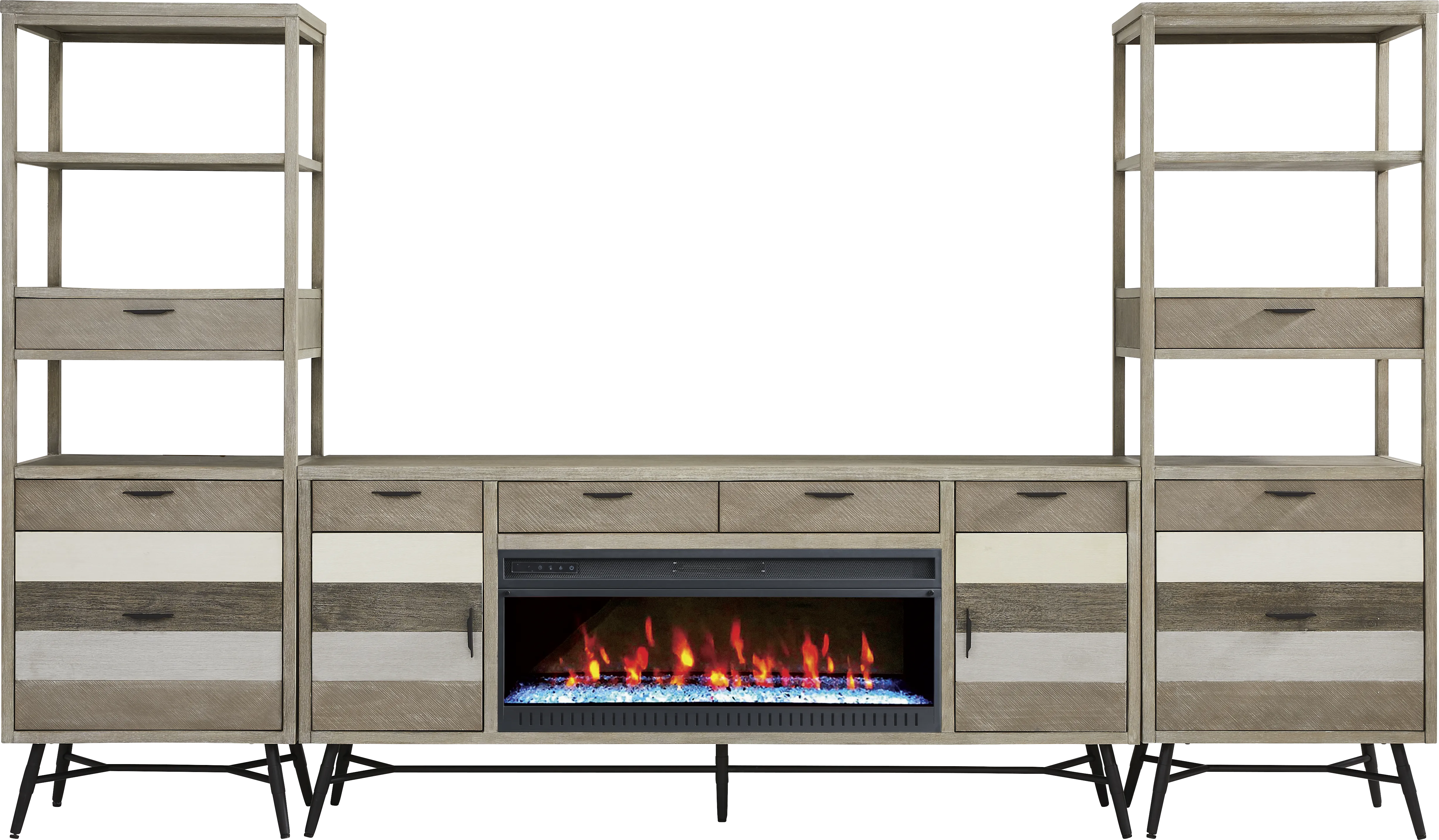 Midtown Loft Gray 4 Pc Wall Unit with 80 in. Console and Electric Fireplace - Thumbnail - Image 1