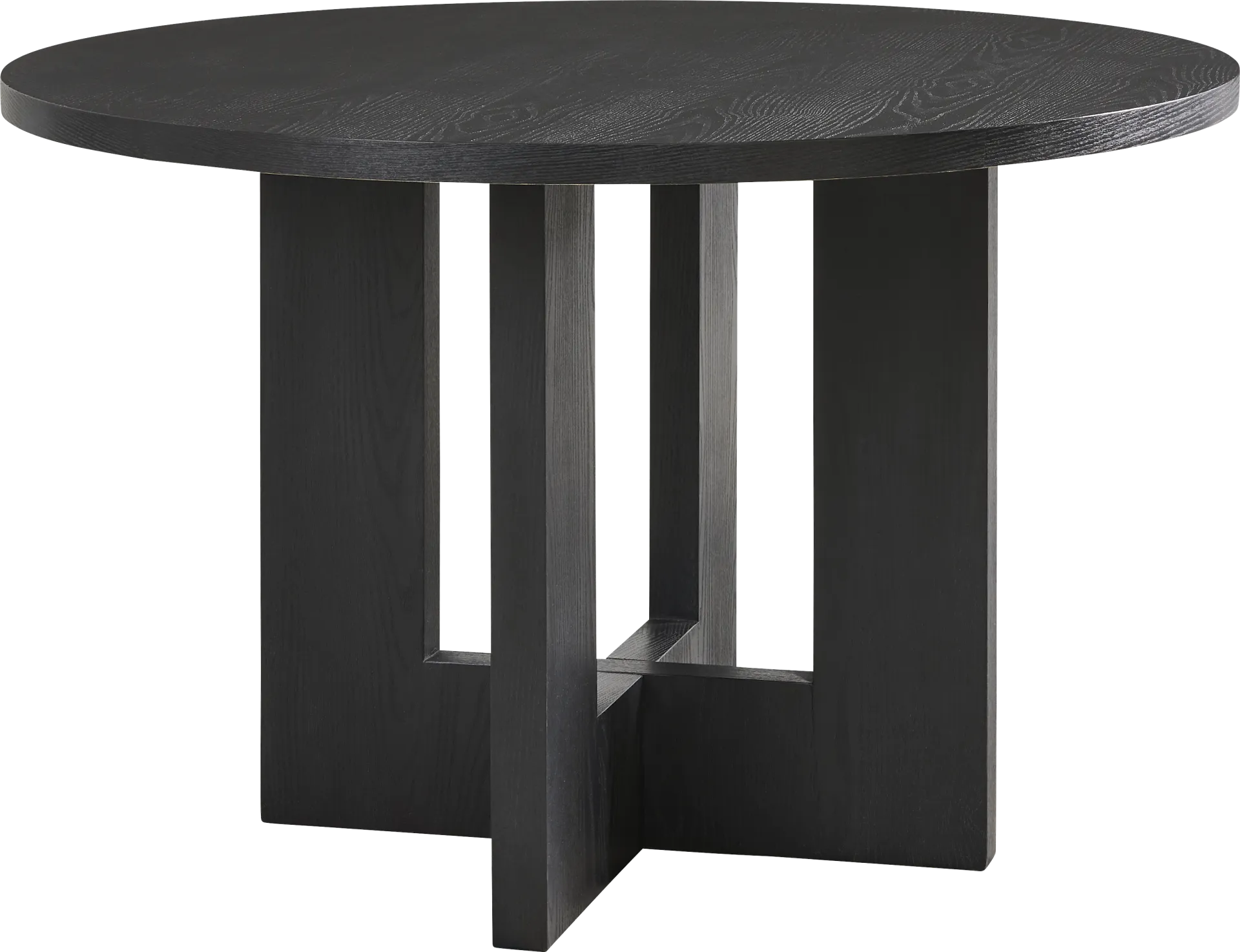 Rosolli Black 5 Pc Round Dining Room with Beige Upholstered Chairs - Image 2