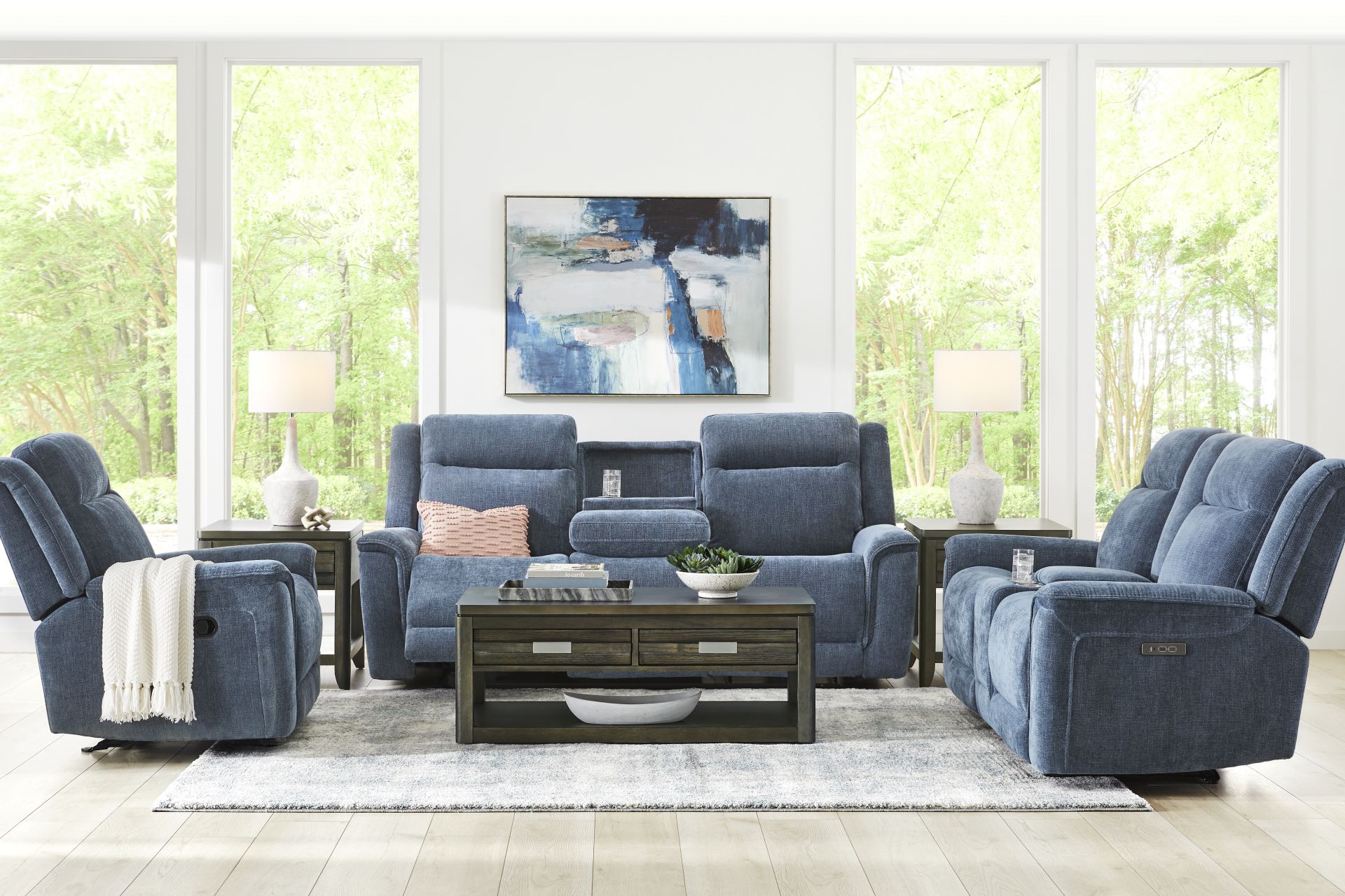 Meadow Park Cobalt Dual Power Reclining Sofa - Image 2
