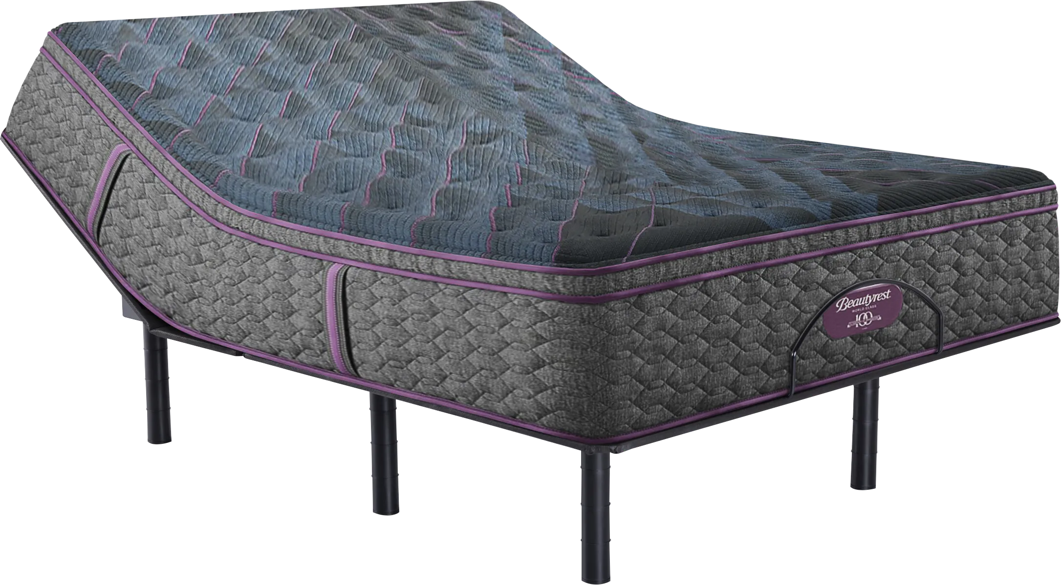 Beautyrest World Class Level Three Medium Pillow Top Queen Mattress Set with Head Up Only Base - Thumbnail - Image 1