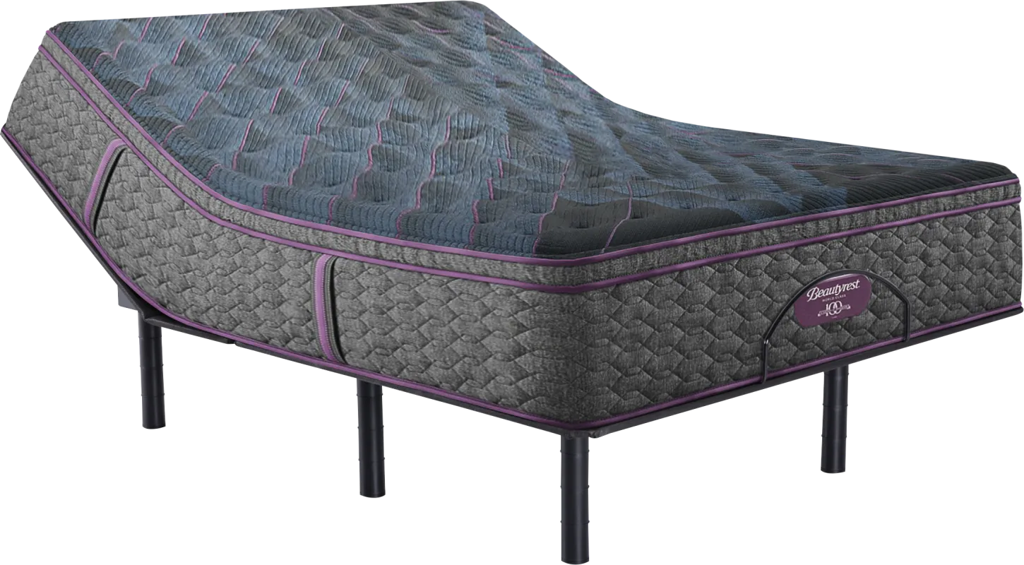 Beautyrest World Class Level Three Medium Pillow Top King Mattress Set with Head Up Only Base