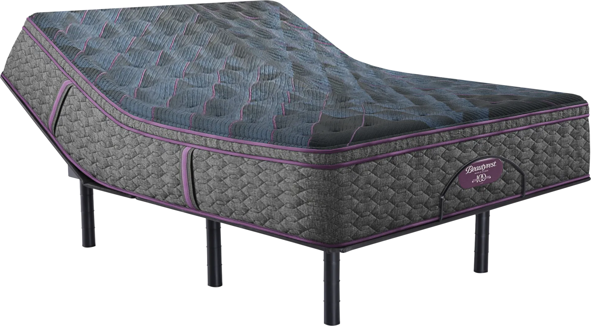 Beautyrest World Class Level Three Medium Pillow Top Split King Mattress Set with Head Up Only Base - Image 1