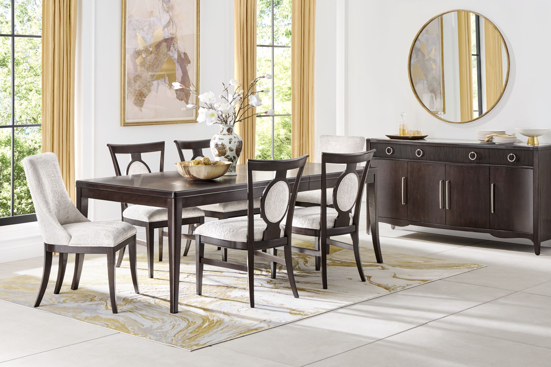 Bradbury Brown Cherry Finish Upholstered Host Chair - Image 2