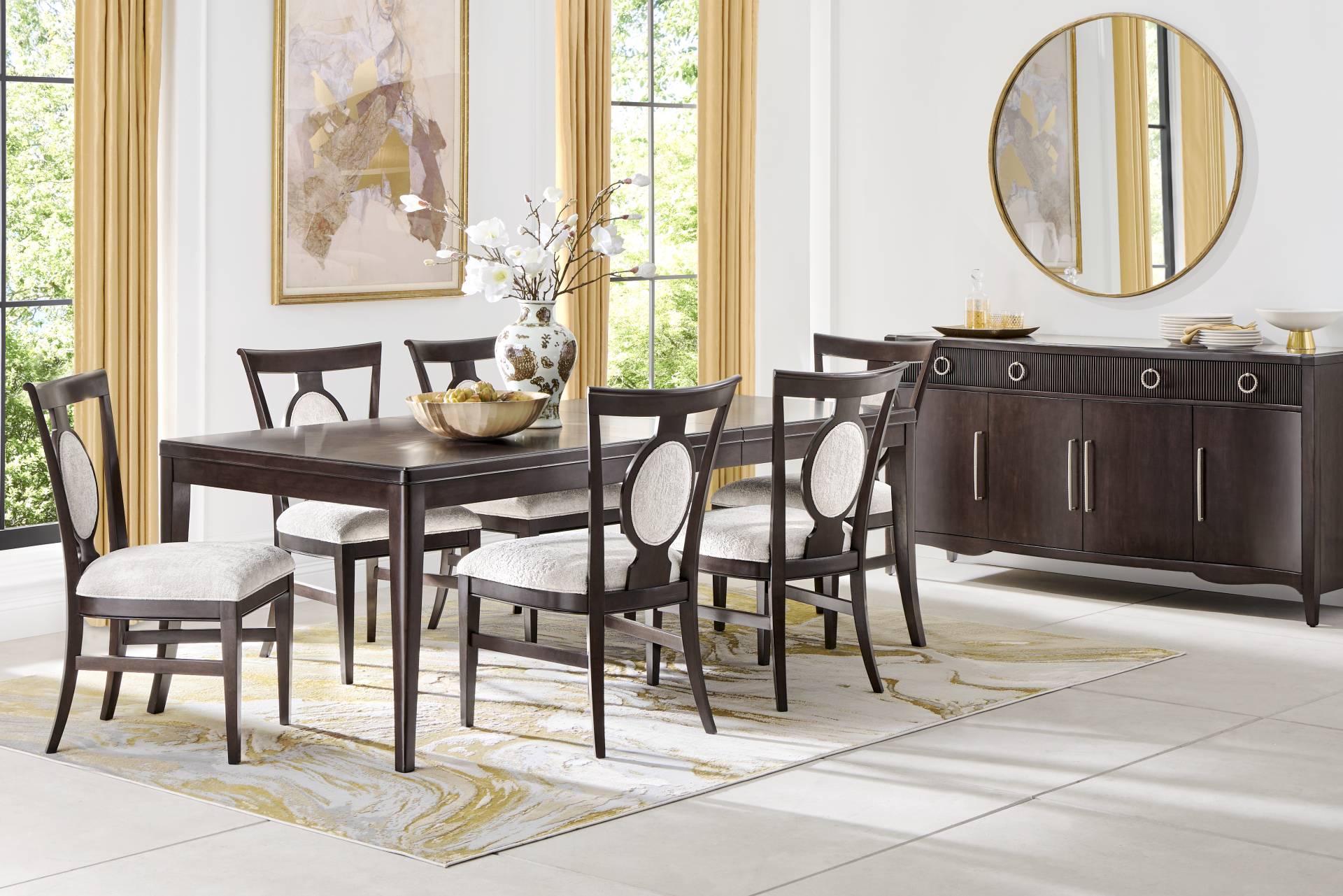 Bradbury Brown Cherry Finish 5 Pc Dining Room full room