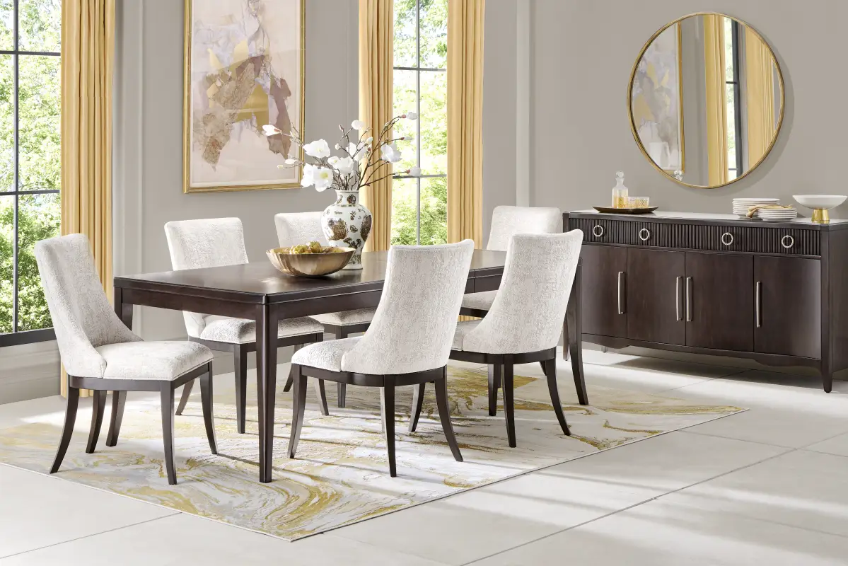 Bradbury Brown Cherry Finish 5 Pc Dining Room with Upholstered Chairs