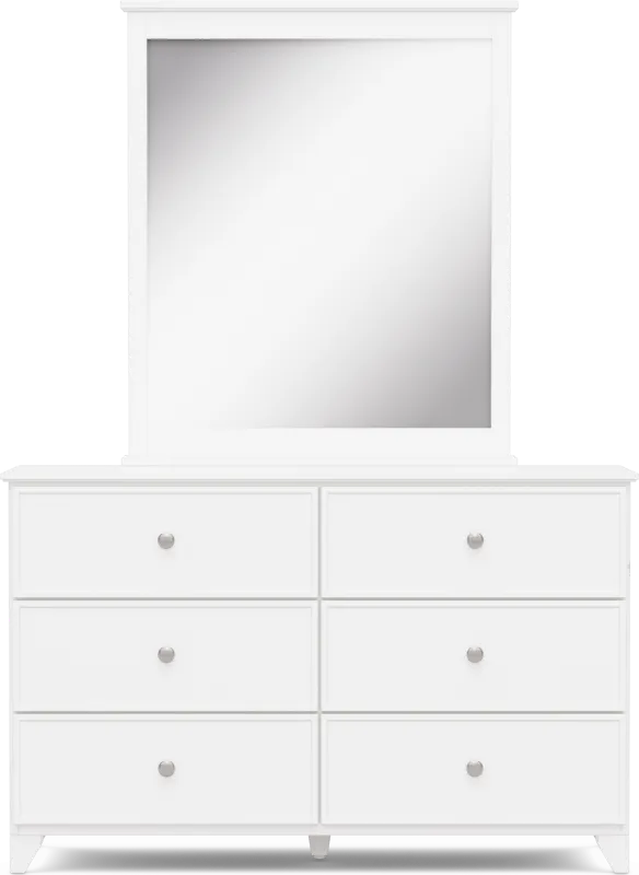 Kids Preston Place White Dresser and Mirror
