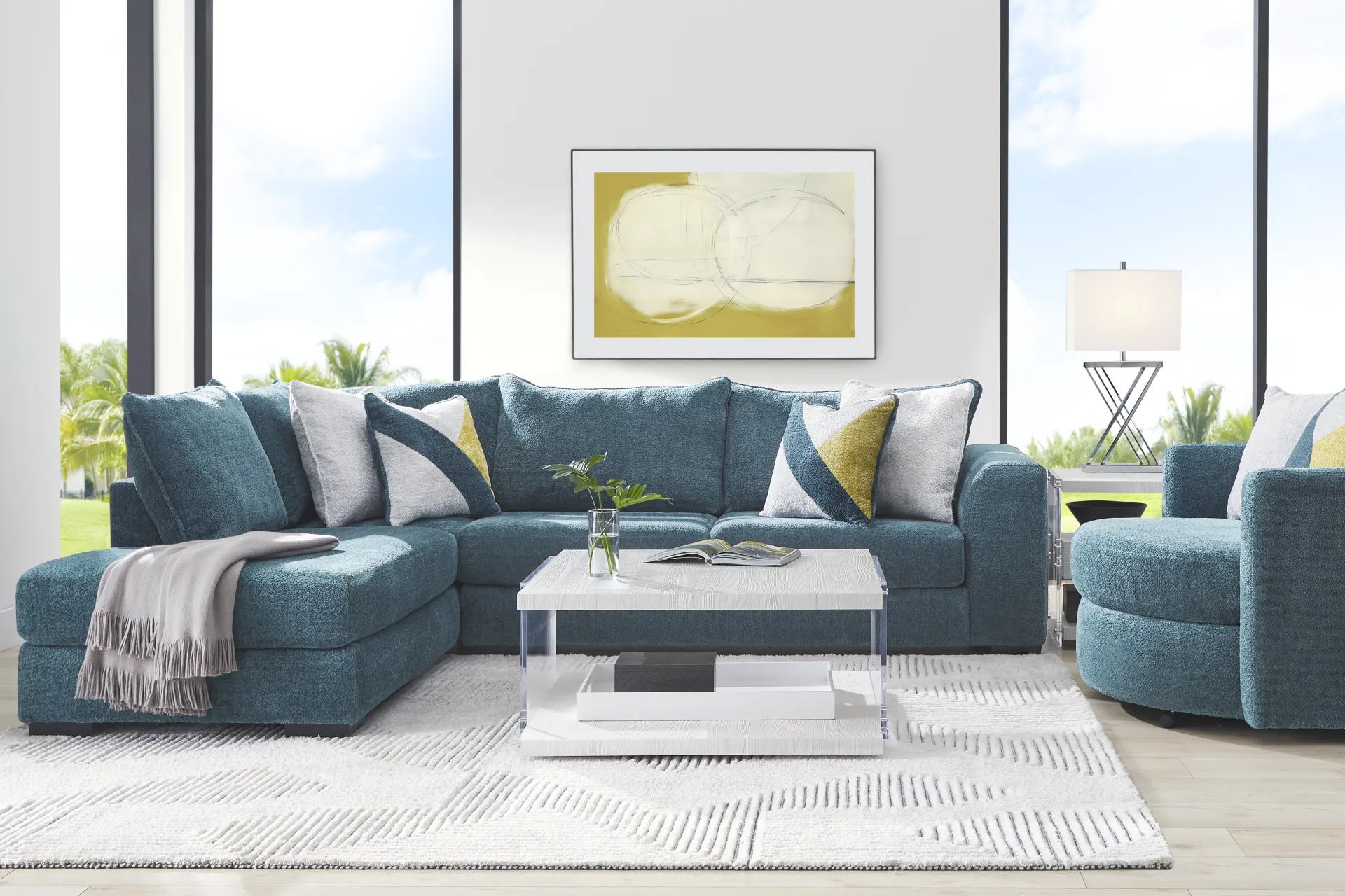 Perry Teal 6 Pc Sectional Living Room - Image 1