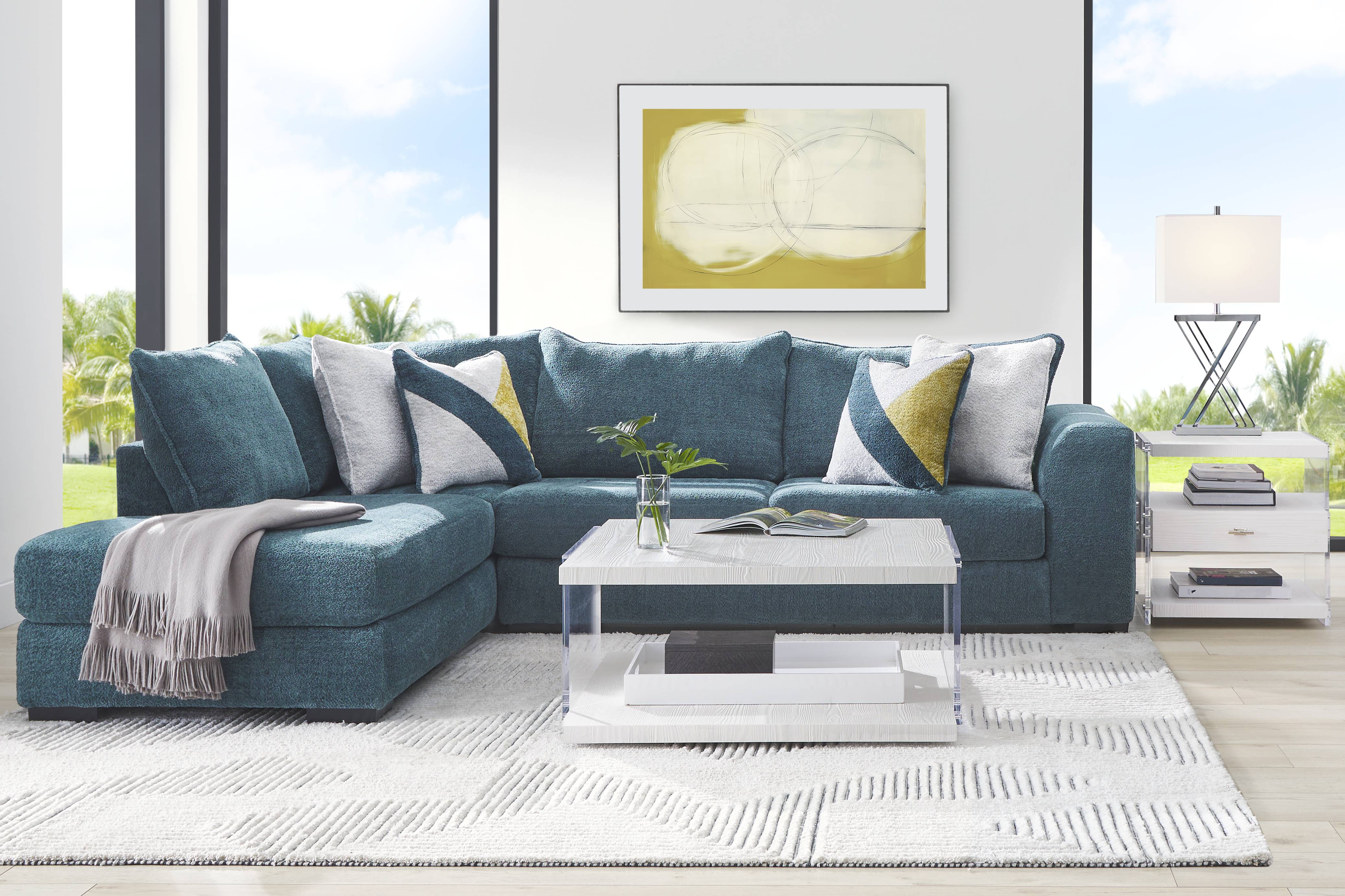 Perry Teal 2 Pc Sectional - Thumbnail - Image 2
