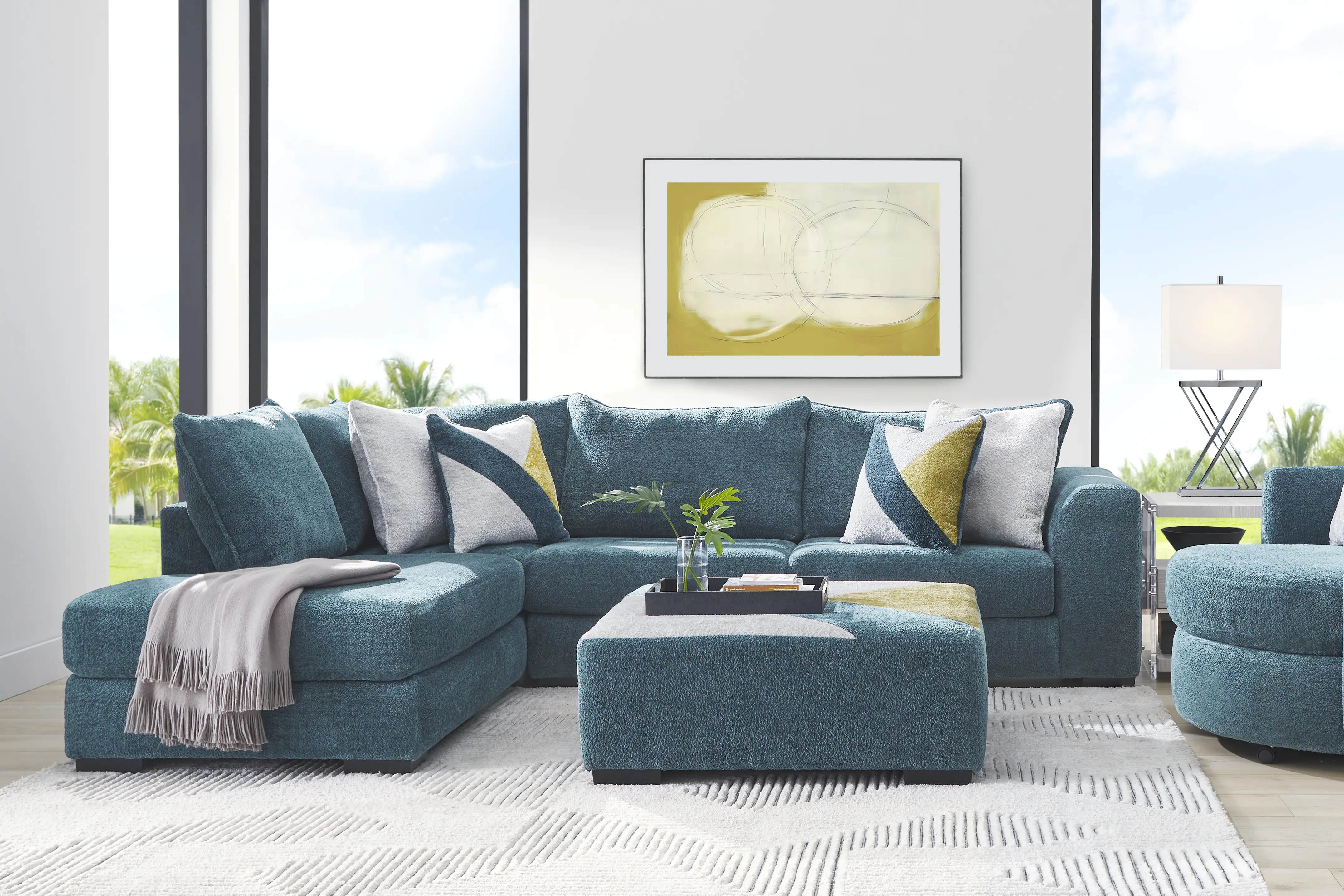 Perry Teal 6 Pc Sectional Living Room - Thumbnail - Image 1